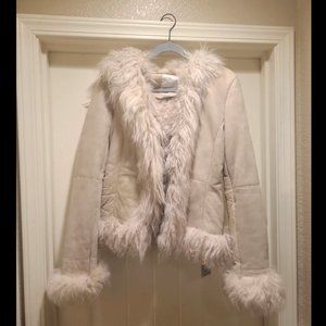 Shearling sheepskin coat with hoodie